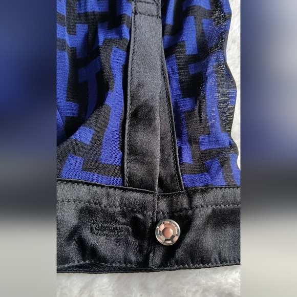 INC International Concepts Royal Blue and Black Geometric Button-Front Blouse - Picture 7 of 14